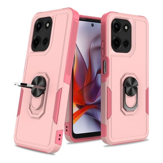 Rosebono Compatible With Motorola Moto G 2025 / Moto G 2026 / Moto G Play 2026 Case, Hybrid Case With Adjustable Integrated Ring Kickstand (Pink)
