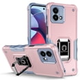 thumbnail image 1 of Rosebono Compatible With Motorola Moto G 5G 2023 Case, Hybrid Metal Ring Magnetic Support Kickstand Protective Defender Armor Cover Case (Rose Gold), 1 of 5