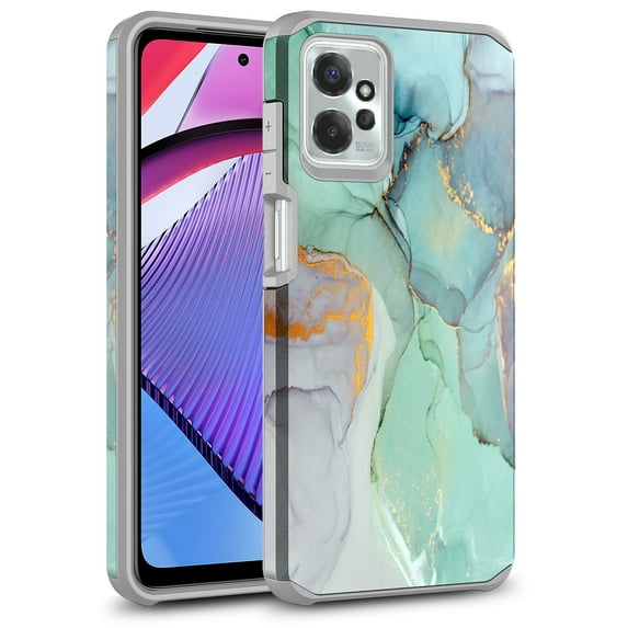 Rosebono Compatible With Motorola Moto G 5G 2023 Case Slim Hybrid Shockproof Hard Cover Graphic Fashion Colorful Skin Cover Armor Case for Motorola Moto G 5G 2023 (Green Marble)