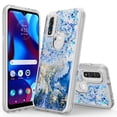 thumbnail image 1 of Rosebono Compatible With Motorola Moto G Play 2023 / Moto G Pure / Moto G Power 2022 Case, Hybrid Bling Glitter Sparkle Epoxy Graphic Marble Colorful Silicone Skin Cover Armor Case (Blue), 1 of 5