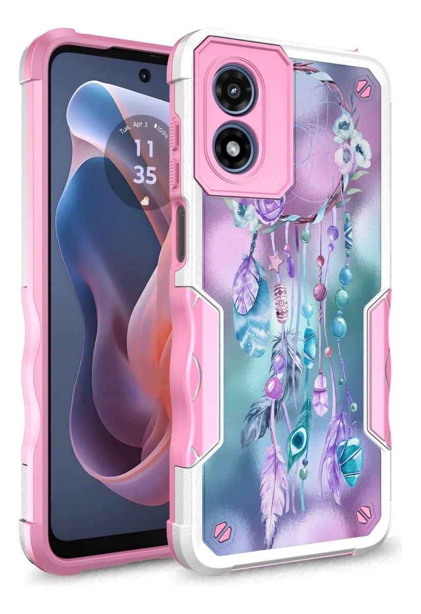 Rosebono Compatible With Motorola Moto G Play 2024 Case, Hybrid Dual