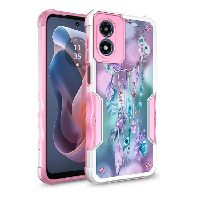 Rosebono Compatible With Motorola Moto G Play 2024 Case, Hybrid Dual