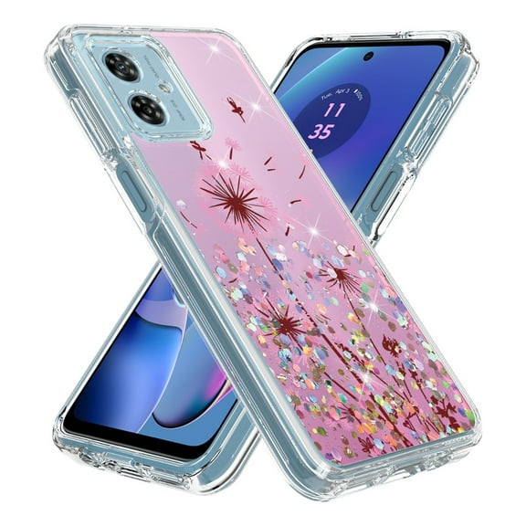 Rosebono Compatible With Motorola Moto G34 Case, Hybrid Graphic Design Pattern Cover Case (Dandelion)