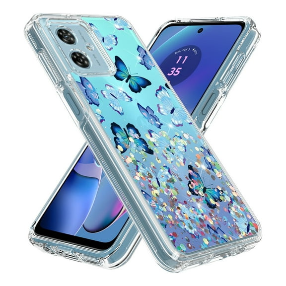 Rosebono Compatible With Motorola Moto G54 Case, Hybrid Graphic Design Pattern Cover Case (Butterfly)