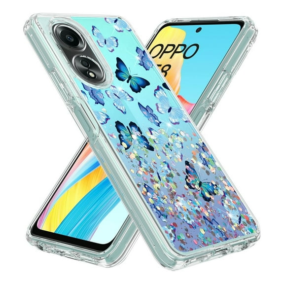Rosebono Compatible With OPPO A58 Case, Hybrid Graphic Design Pattern Cover Case (Butterfly)