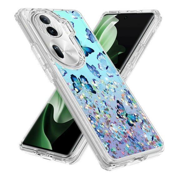 Rosebono Compatible With OPPO Reno 11 / Reno 11 Pro Case, Hybrid Graphic Design Pattern Cover Case (Butterfly)