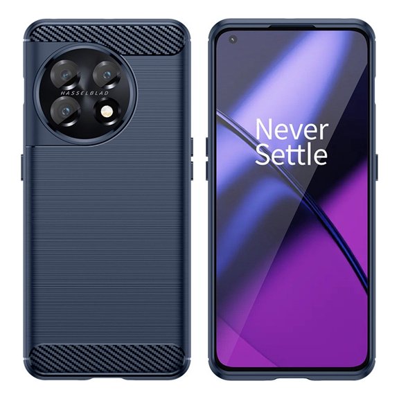 Rosebono Compatible With OnePlus 11 5G Case, Premium TPU Carbon Fiber Texture Design Slim Fit Flexible Shock Absorbent Drop Protection Protective Case for OnePlus 11 5G (Navy)