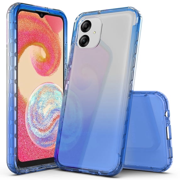 Rosebono Compatible With Samsung Galaxy A04E / A03(NOT For A03S), Hybrid Gradient Transparent Soft TPU Clear Skin Cover Protection Case (Blue)
