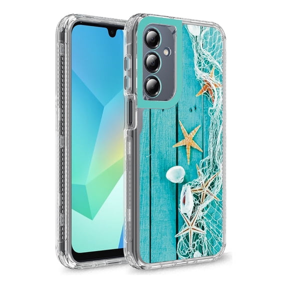 Rosebono Compatible With Samsung Galaxy A07 Case, Crystal Clear Frame Graphics Design 3-Layer Hybrid Case For Samsung Galaxy A07 (Starfish)