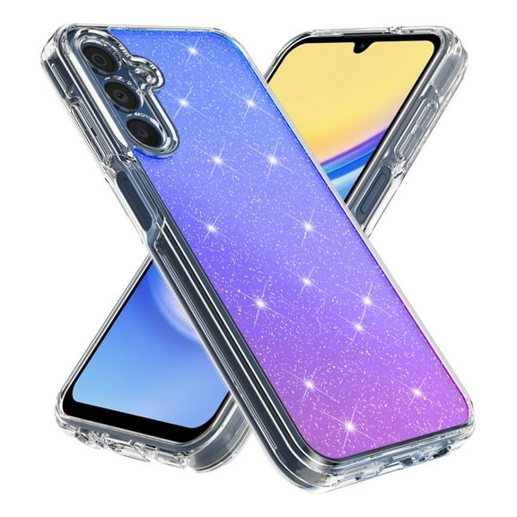 Rosebono Compatible With Samsung Galaxy A15 5G Case, Hybrid Glitter Sparkle Transparent Colorful Gradient TPU Skin Cover Protection Case (Blue/Purple)
