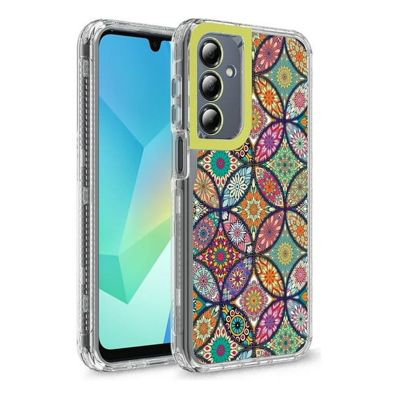Rosebono Compatible With Samsung Galaxy A16 Case, Crystal Clear Frame Graphics Design 3-Layer Hybrid Case For Samsung Galaxy A16 (Colorful Mandala)