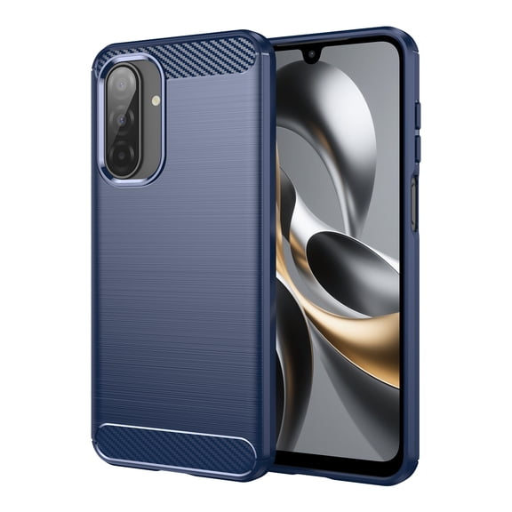 Rosebono Compatible With Samsung Galaxy A17 Carbon Fiber Texture Pattern TPU Case (Navy)