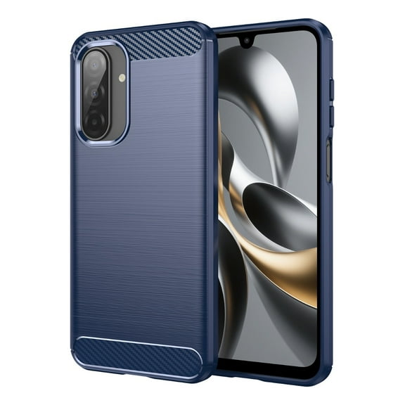 Rosebono Compatible With Samsung Galaxy A17 Carbon Fiber Texture Pattern TPU Case (Navy)