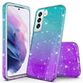 thumbnail image 1 of Rosebono Compatible With Samsung Galaxy A24 4G, Hybrid Glitter Sparkle Transparent Colorful Gradient TPU Skin Cover Protection Case (Teal/Purple), 1 of 4