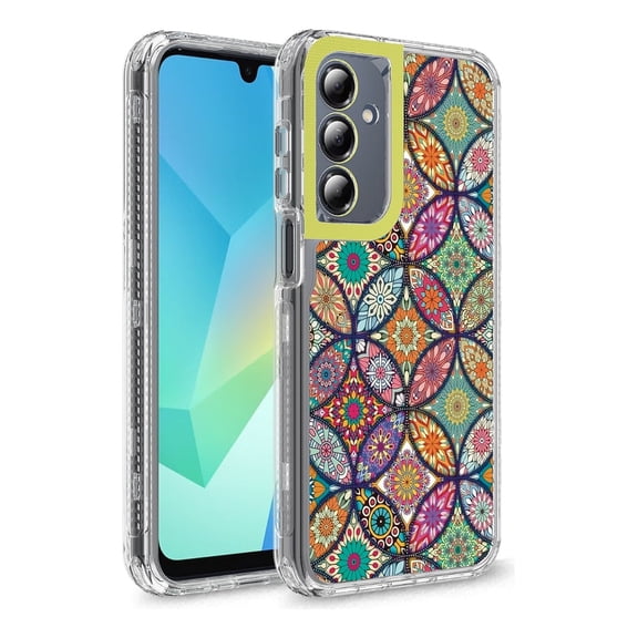 Rosebono Compatible With Samsung Galaxy A36 Case, Crystal Clear Frame Graphics Design 3-Layer Hybrid Case For Samsung Galaxy A36 (Colorful Mandala)