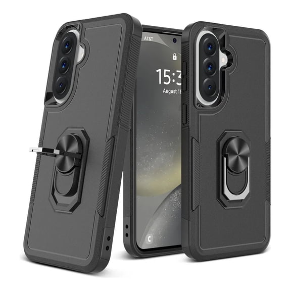 Rosebono Compatible With Samsung Galaxy A37 / Galaxy A36 / Galaxy A56 Case, Hybrid Case With Adjustable Integrated Ring Kickstand (Black)