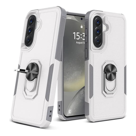 Rosebono Compatible With Samsung Galaxy A37 / Galaxy A36 / Galaxy A56 Case, Hybrid Case With Adjustable Integrated Ring Kickstand (White)