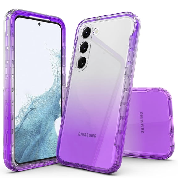 Rosebono Compatible With Samsung Galaxy S23 FE Case, Hybrid Gradient Transparent Soft TPU Clear Skin Cover Protection Case (Purple)