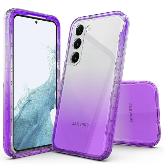 Rosebono Compatible With Samsung Galaxy S23 FE Case, Hybrid Gradient Transparent Soft TPU Clear Skin Cover Protection Case (Purple)