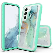 Rosebono Compatible With Samsung Galaxy S23 FE Case, Hybrid Graphic Design Pattern Cover Case (Green Marble)