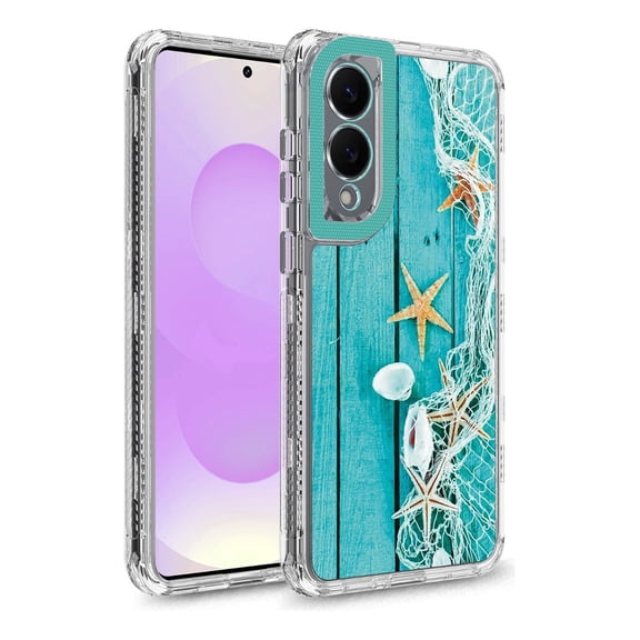 Rosebono Compatible With Samsung Galaxy S25 Edge Case, Crystal Clear Frame Graphics Design 3-Layer Hybrid Case For Samsung Galaxy S25 Edge (Starfish)
