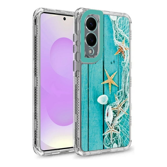 Rosebono Compatible With Samsung Galaxy S25 Edge Case, Crystal Clear Frame Graphics Design 3-Layer Hybrid Case For Samsung Galaxy S25 Edge (Starfish)