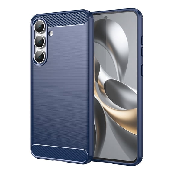 Rosebono Compatible With Samsung Galaxy S25 FE Carbon Fiber Texture Pattern TPU Case (Navy)