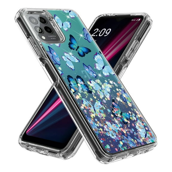 Rosebono Compatible With T-Mobile REVVL 6 5G Case, Hybrid Graphic Design Pattern Cover Case (Butterfly)