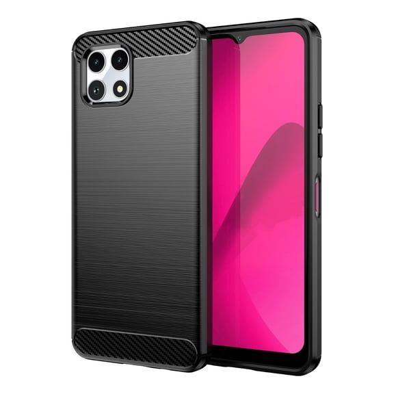 Rosebono Compatible With T-Mobile REVVL 7 / T Phone 2 Carbon Fiber Texture Pattern TPU Case (Black)