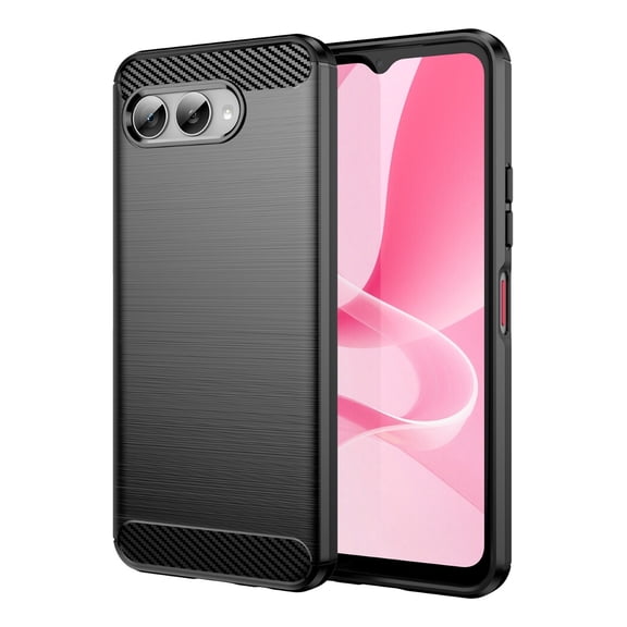 Rosebono Compatible With T-Mobile REVVL 8 / T Phone 3 Carbon Fiber Texture Pattern TPU Case (Black)