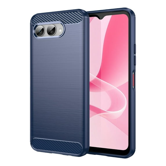 Rosebono Compatible With T-Mobile REVVL 8 / T Phone 3 Carbon Fiber Texture Pattern TPU Case (Navy)