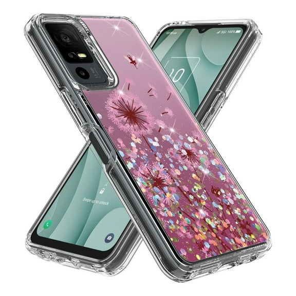 Rosebono Compatible With TCL 40 XE 5G Case, Hybrid Graphic Design Pattern Cover Case (Dandelion)