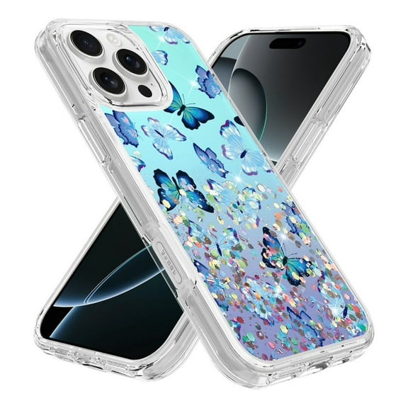 Rosebono Compatible With iPhone 16 Pro Max Case, Hybrid Graphic Design Pattern Cover Case (Butterfly)