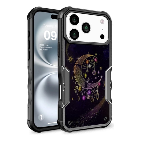 Rosebono Compatible With iPhone 17 Pro Max Case, Hybrid Dual Layer Graphic Design Pattern Heavy Duty Protection Case (Wiccan)