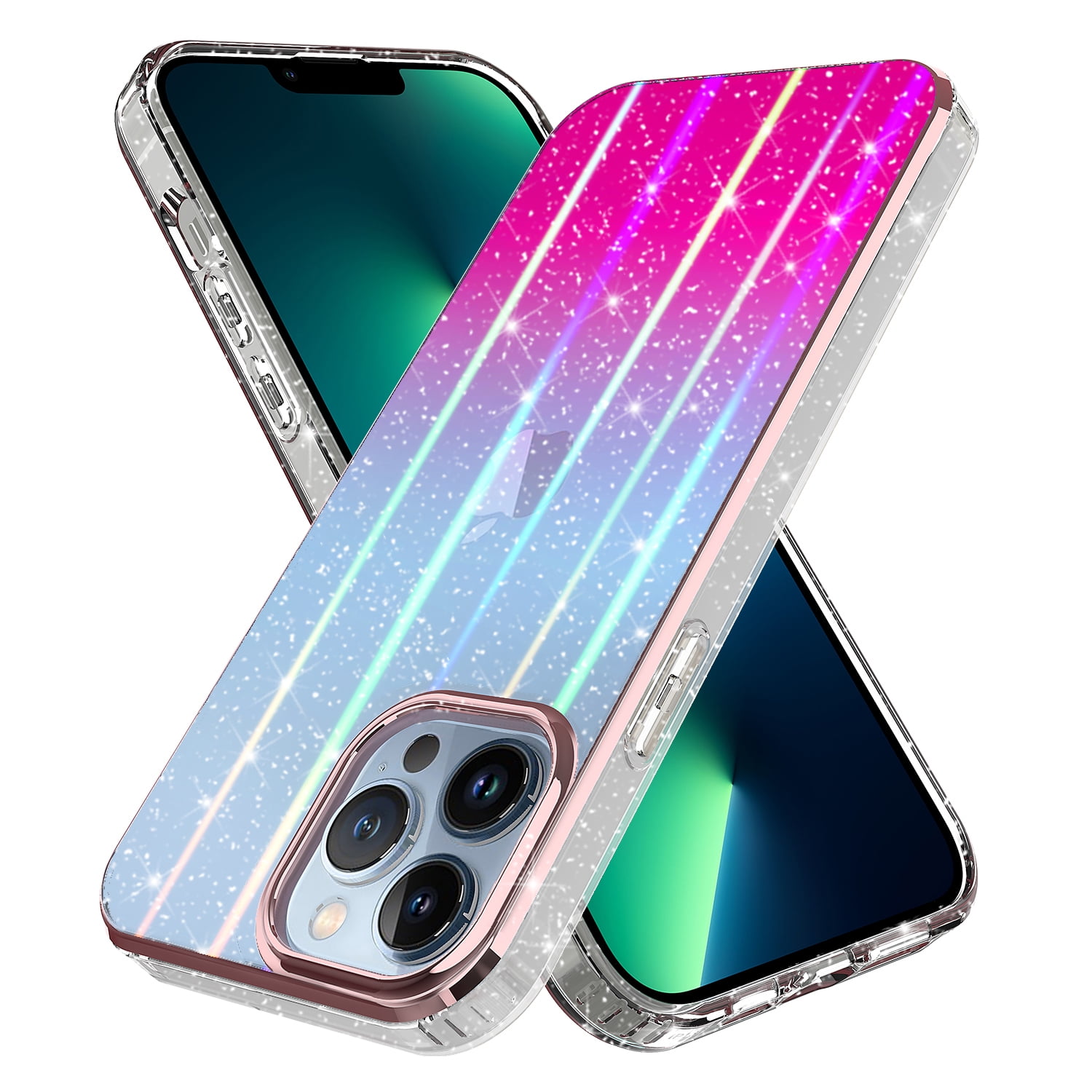 Rosebono For IPhone 13 Case Bling Glitter Sparkle Laser Pink Ultra rosebono-for-iphone-13-case-bling-glitter-sparkle-laser-pink-ultra