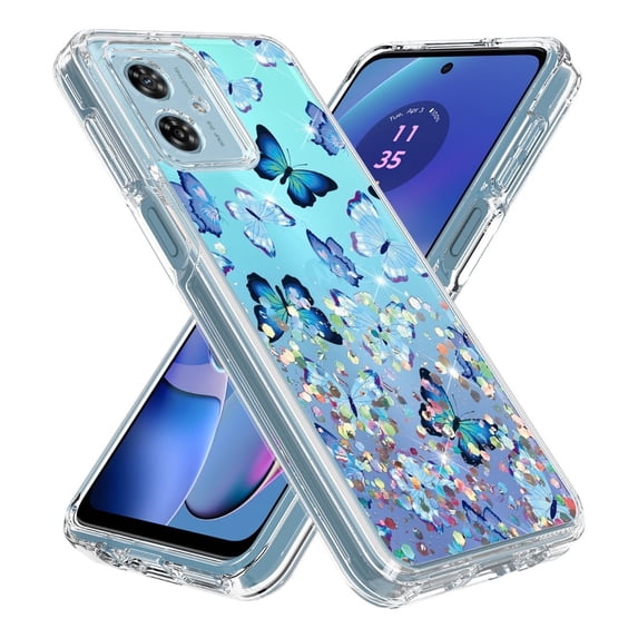 Rosebono Hybrid Cover Case with Butterfly Design for Motorola Moto G Play 2024 5G, Back
