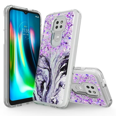 Rosebono Moto G Play 2021 Hybrid Glitter Epoxy Cell Phone Case, Purple