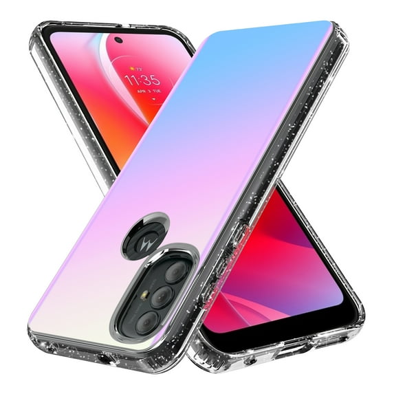 Rosebono Phone Case for Motorola Moto G Play 2023 / Moto G Pure / Moto G Power 2022, Bling Glitter Sparkle Laser White Ultra Transparent Fashion Cover Shockproof Case