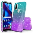 thumbnail image 1 of Rosebono Phone Case for Motorola Moto G Pure 2021 / Moto G Power 2022, Hybrid Glitter Sparkle Transparent Colorful Gradient TPU Skin Cover Case (Teal/Purple), 1 of 4