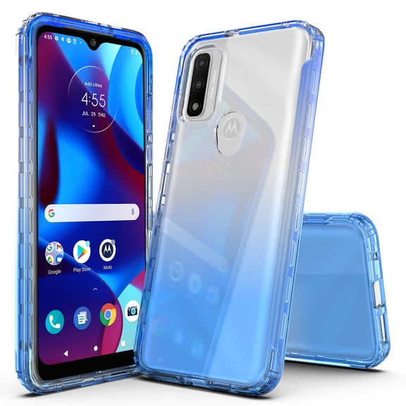 Rosebono Transparent Soft TPU Cell Phone Case for Motorola Moto G, Blue