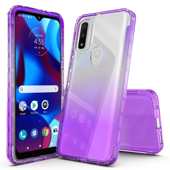 Rosebono Hybrid Clear Skin Cell Phone Case for Motorola Moto G Pure 2021/Power 2022, Purple