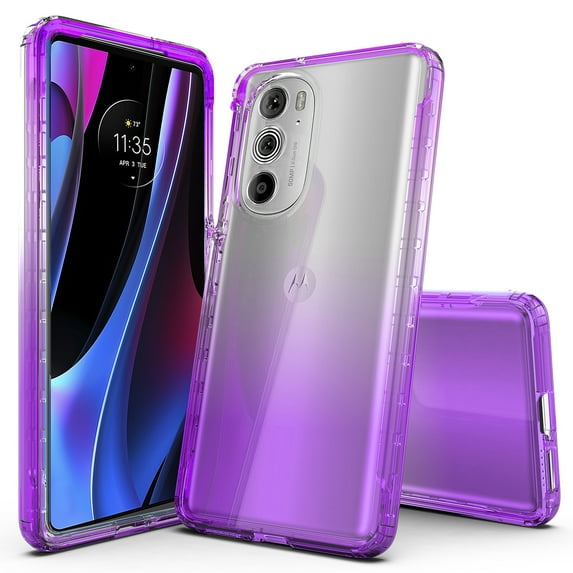 Rosebono Transparent Soft TPU Clear Skin Cover Cell Phone Case for Motorola Moto Edge 2022, Purple