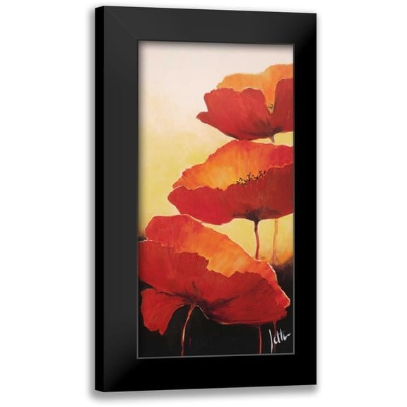 Roseboom, Jettie 9x14 Black Modern Framed Museum Art Print Titled - Three red popppies II