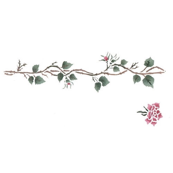 Rosebud Border Wall Stencil - DEE250 by DeeSigns