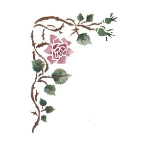 Rosebud Corner Wall Stencil - DEE251 by DeeSigns