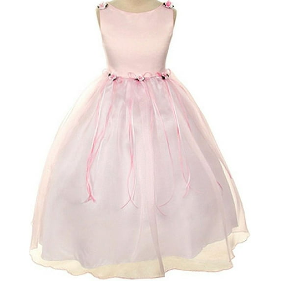 Rosebud Flower Bow Ribbons Little Girl Flower Girls Dresses Pink 4