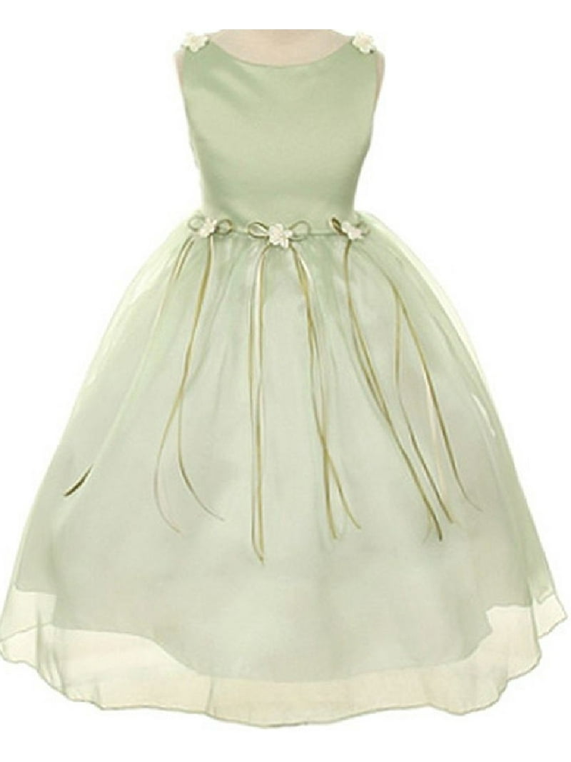 Rosebud Flower Bow Ribbons Little Girl Flower Girls Dresses Sage 6 -  Walmart.com