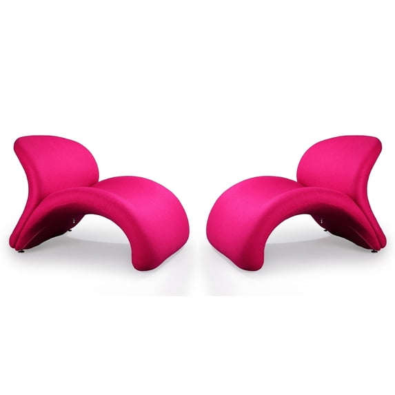 Manhattan Comfort Rosebud Fabric Accent Chair in Fuchsia Pink (Set of 2)