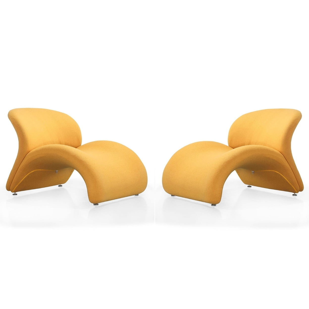 Geometric Yellow Metal Accent Chair with Wool Blend