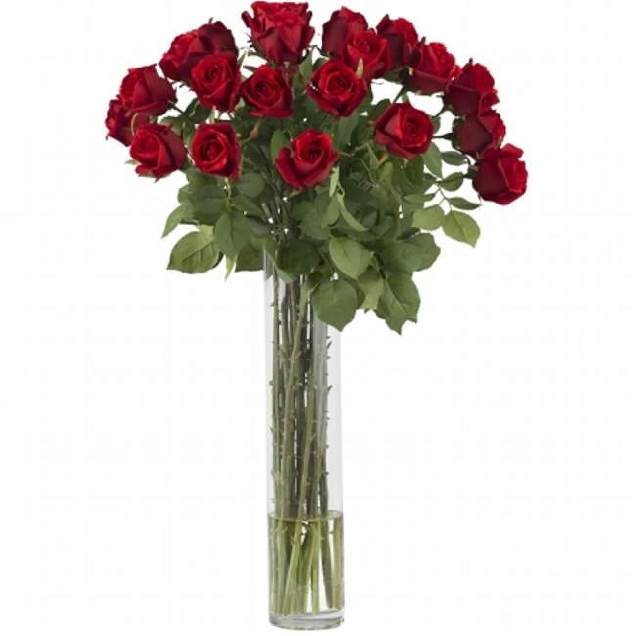 Elegant Rosebud 42" Silk Flower Arrangement with Decorative Vase